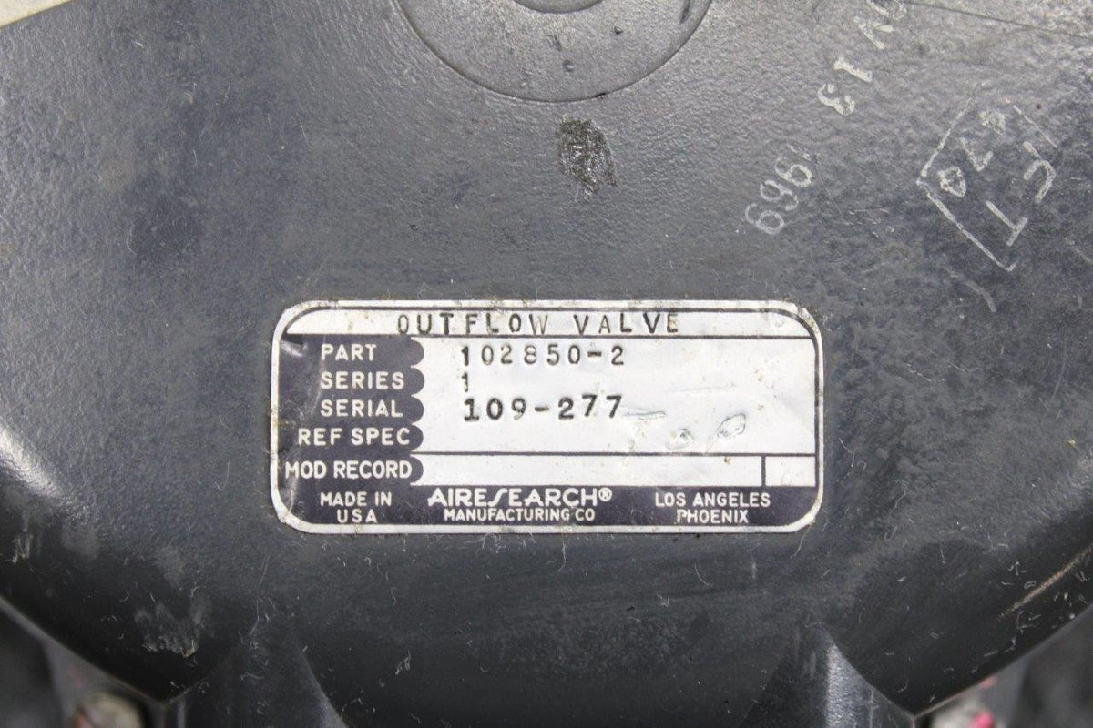 Airesearch 102850-2 Airesearch Cabin Pressure Outflow Safety Valve Assembly (Core)