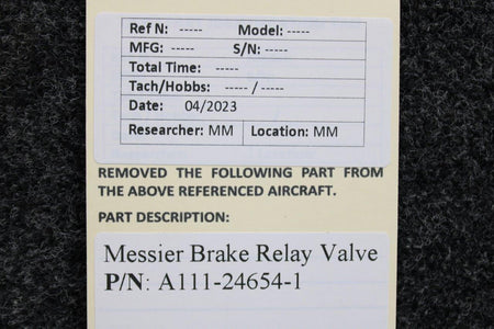 messier products A111-24654-1 Messier Brake Relay Valve Assembly