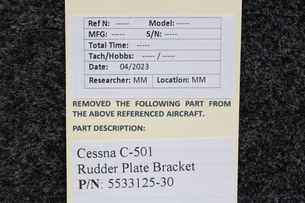 Cessna Aircraft Parts 5533125-30 Cessna Citation C-501 Rudder Plate Bracket