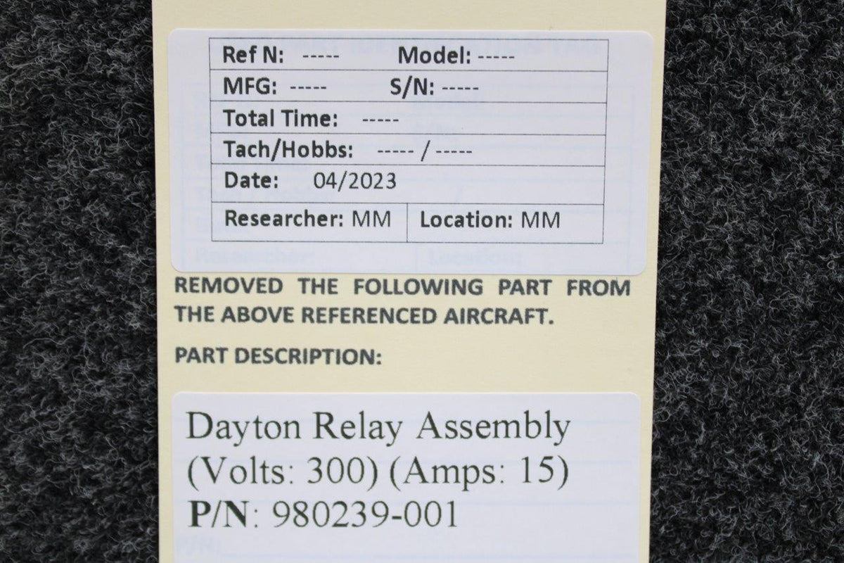 Dayton 980239-001 Dayton Relay Assembly (Volts: 300, Amps: 15)