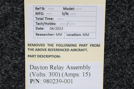 Dayton 980239-001 Dayton Relay Assembly (Volts: 300, Amps: 15)