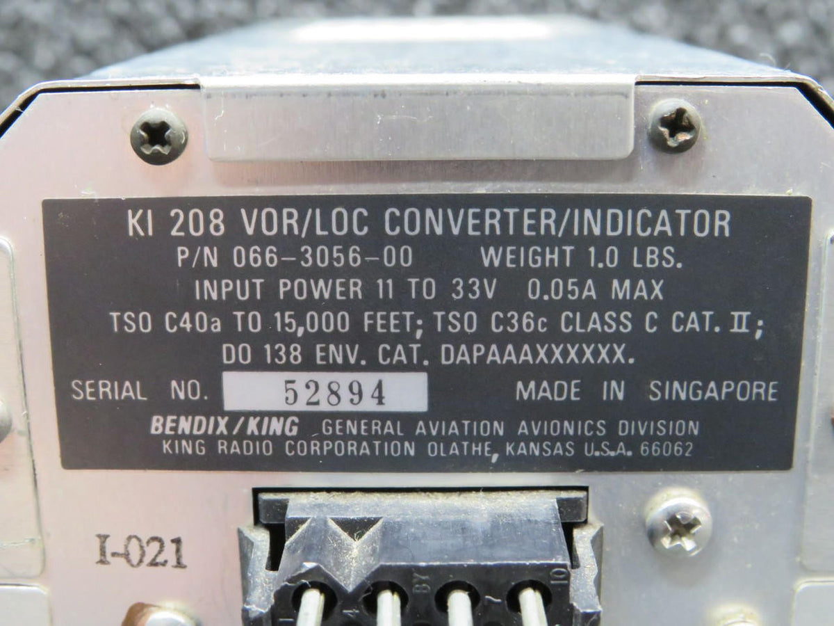 Bendix King 066-3056-00 Bendix King KI-208 VOR-LOC Indicator w Mod (11-33V) (No Connector)