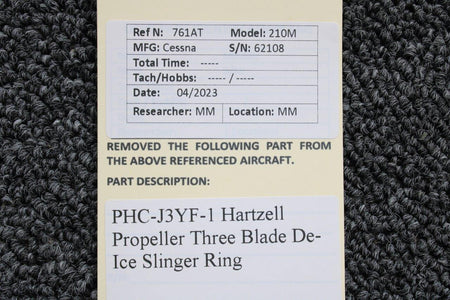 Hartzell Three Blade De-Ice Slinger Ring Assy for Hartzell PHC-J3YF-1 Propeller