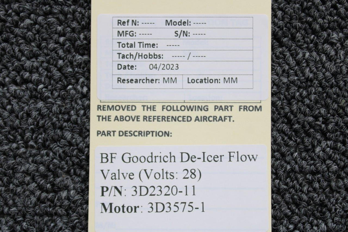 BF Goodrich  3D2320-11, 3D3575-1 BF Goodrich De-Icer Flow Valve (Volts: 28)