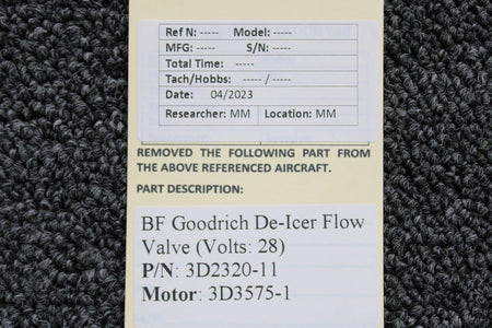 BF Goodrich  3D2320-11, 3D3575-1 BF Goodrich De-Icer Flow Valve (Volts: 28)