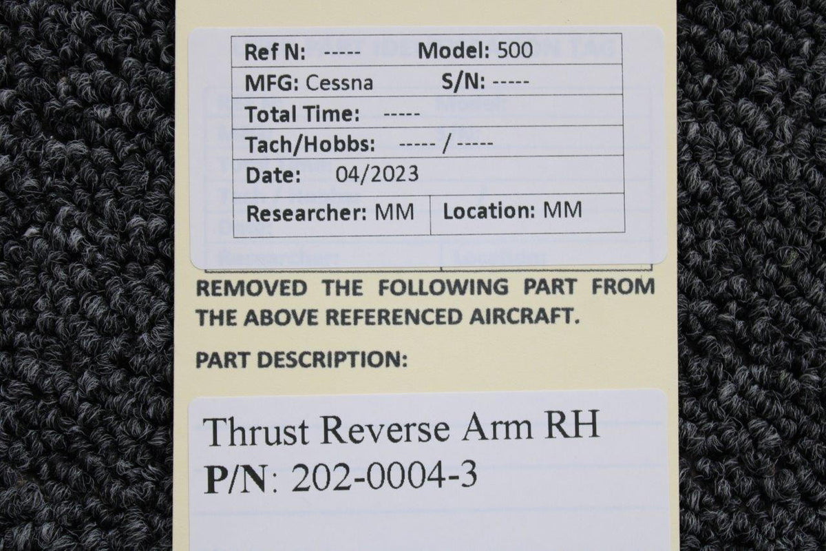 Cessna Aircraft Parts 202-0004-3 Cessna Citation 500 Thrust Reverse Arm Right Hand