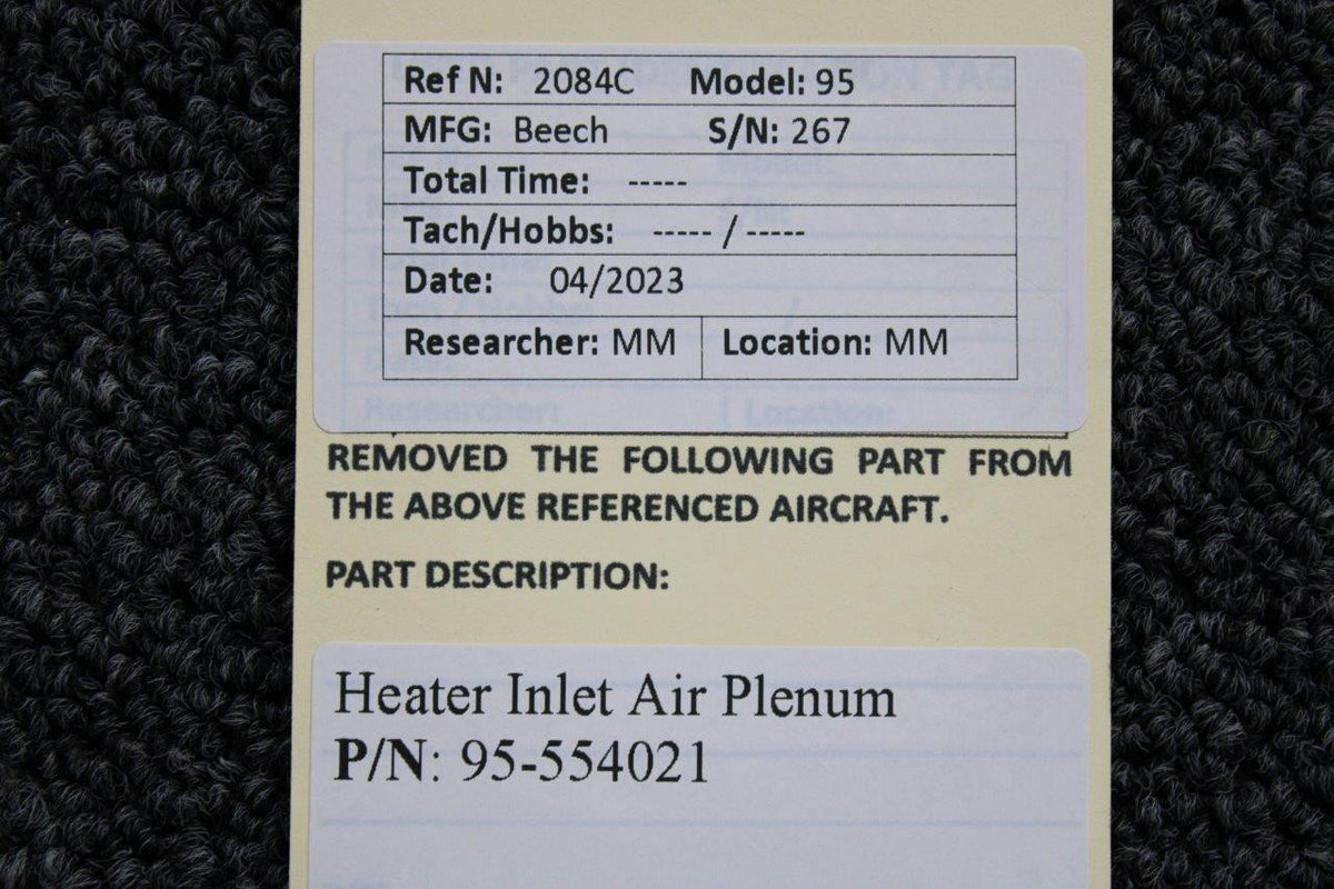 Beechcraft Parts 95-554021 Beechcraft 95 Heater Inlet Plenum
