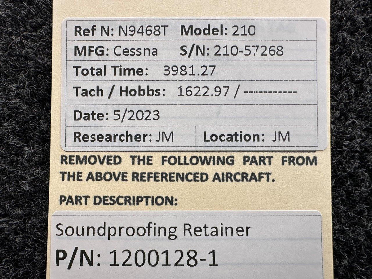 Cessna Aircraft Parts 1200128-1 Cessna 210 Soundproofing Retainer