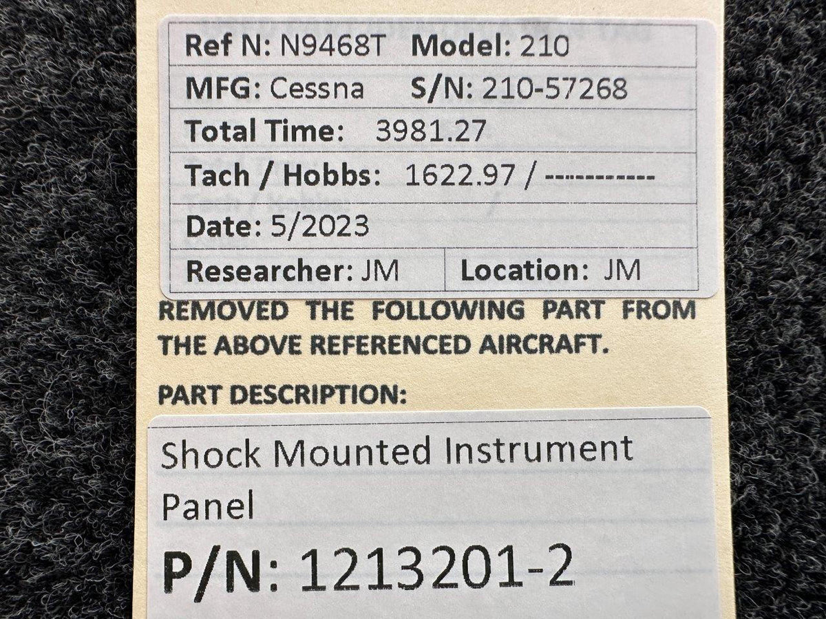 Cessna Aircraft Parts 1213201-2 Cessna 210 Instrument Panel (Shock Mounted)
