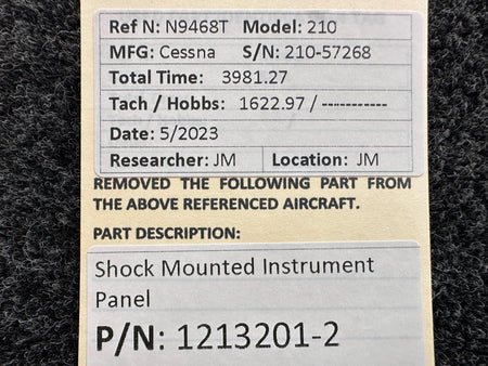 Cessna Aircraft Parts 1213201-2 Cessna 210 Instrument Panel (Shock Mounted)