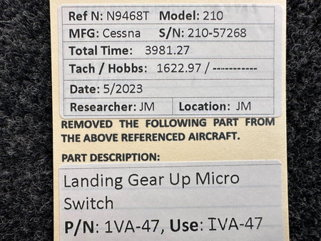 Microswitch 1VA-47 (Use: IVA-47) Micro Switch Landing Gear Uplock Micro Switch