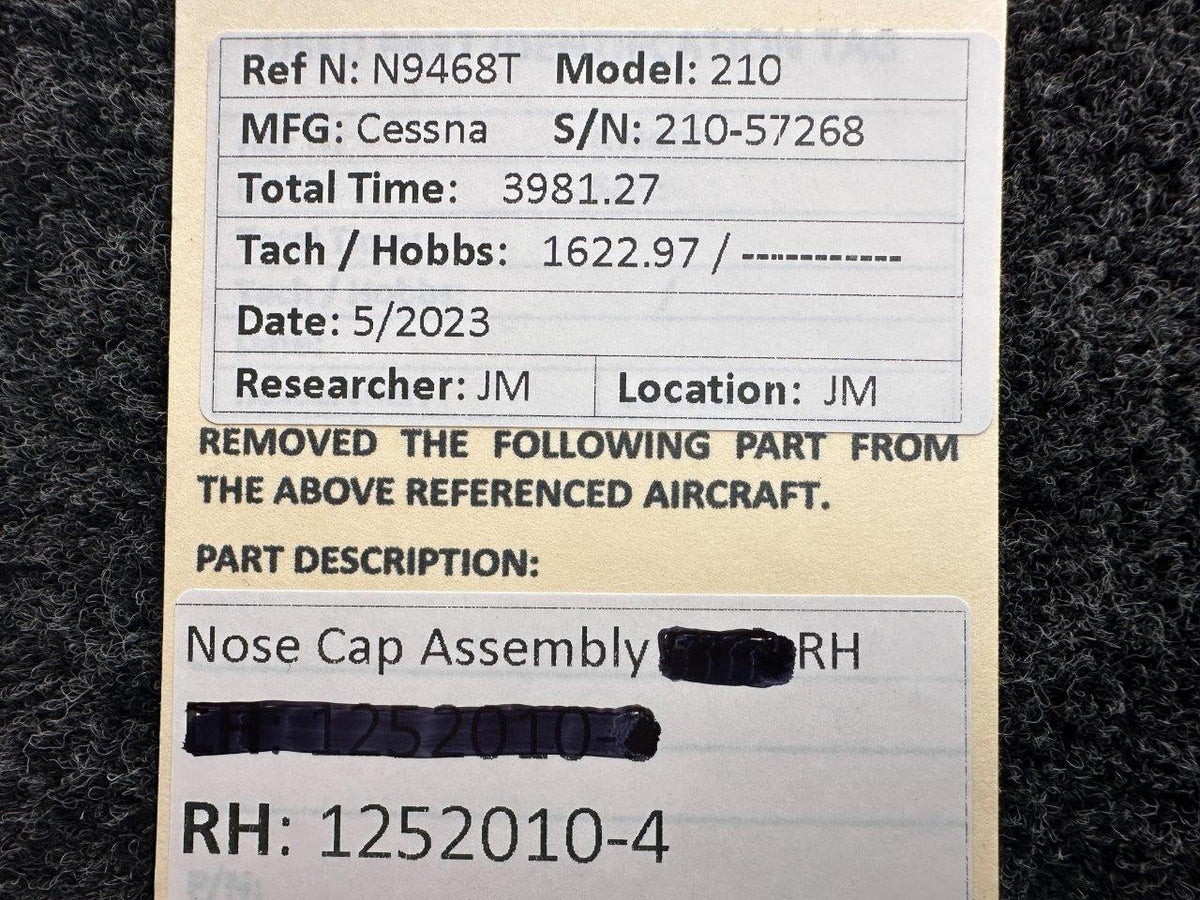 Cessna Aircraft Parts 1252010-4 Cessna 210 Nose Cap RH