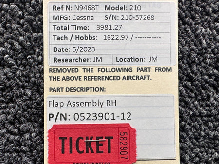 Cessna Aircraft Parts 0523901-12 Cessna 210 Flap Assembly RH