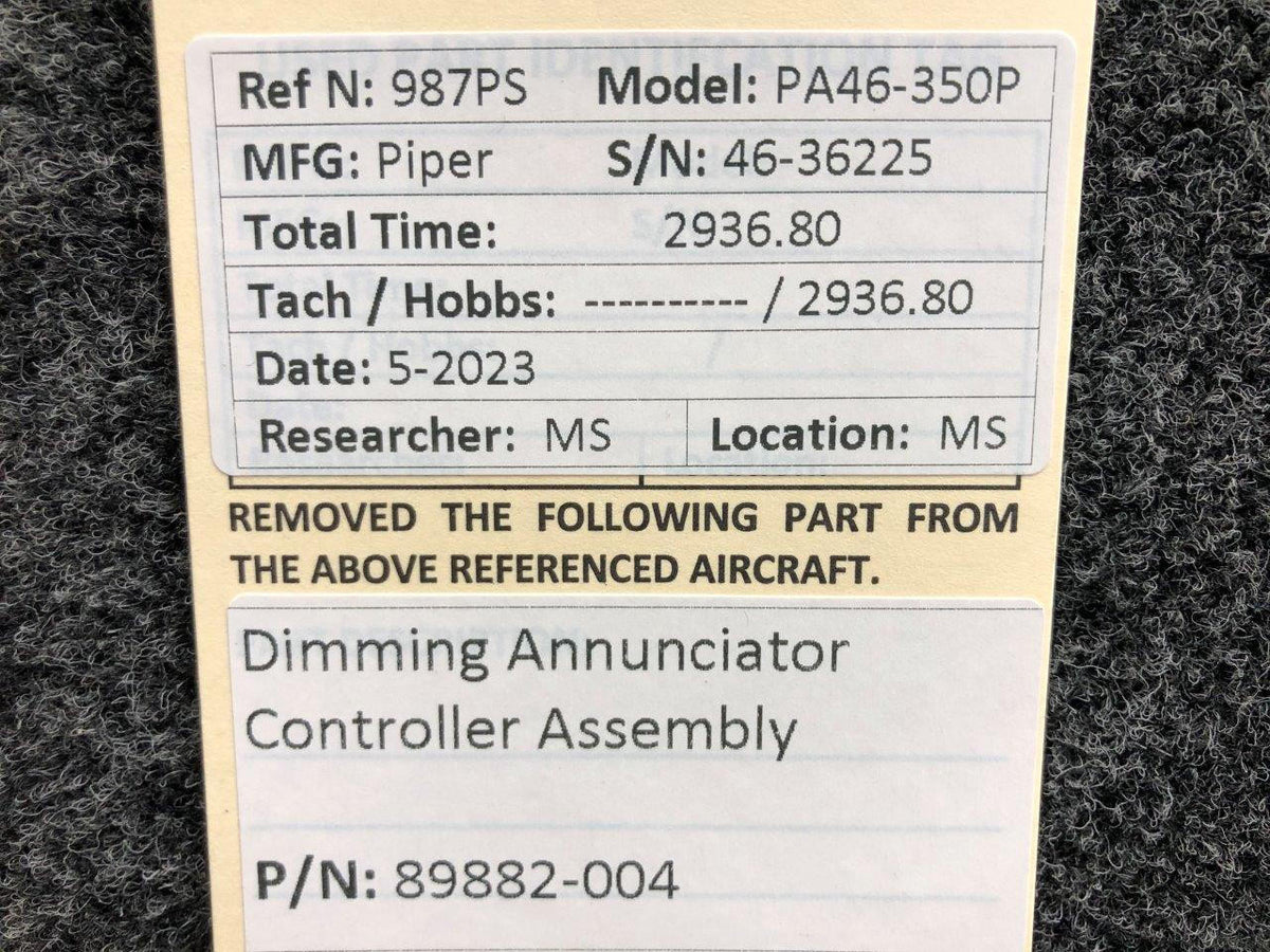 Piper Aircraft Parts 89882-004 Piper PA46-350P Dimming Annunciator Controller Assembly