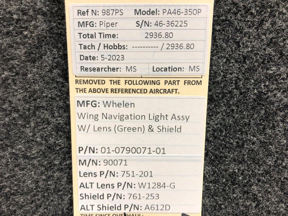 Whelen 01-0790071-01, 751-201 Whelen 90071 Wing Navigation Light with Lens, Shield