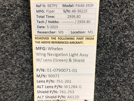 Whelen 01-0790071-01, 751-201 Whelen 90071 Wing Navigation Light with Lens, Shield