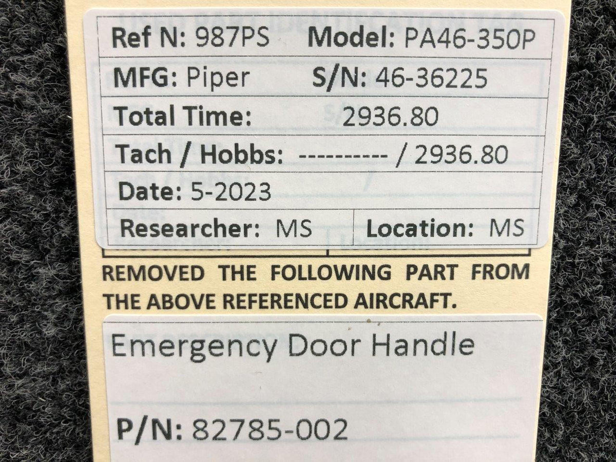 Piper Aircraft Parts 82785-002 Piper PA46-350P Emergency Door Handle