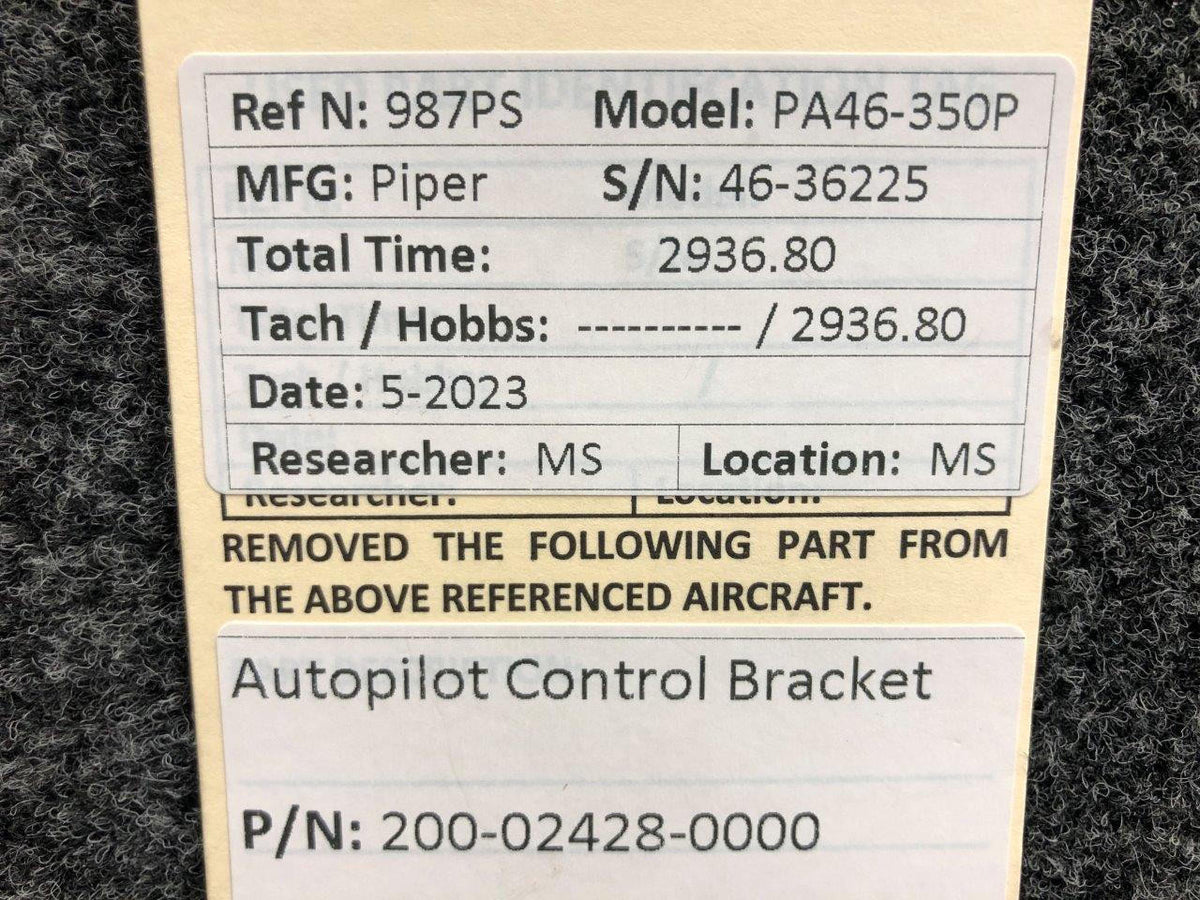 Piper Aircraft Parts 200-02428-0000 Piper PA46-350P Autopilot Control Bracket