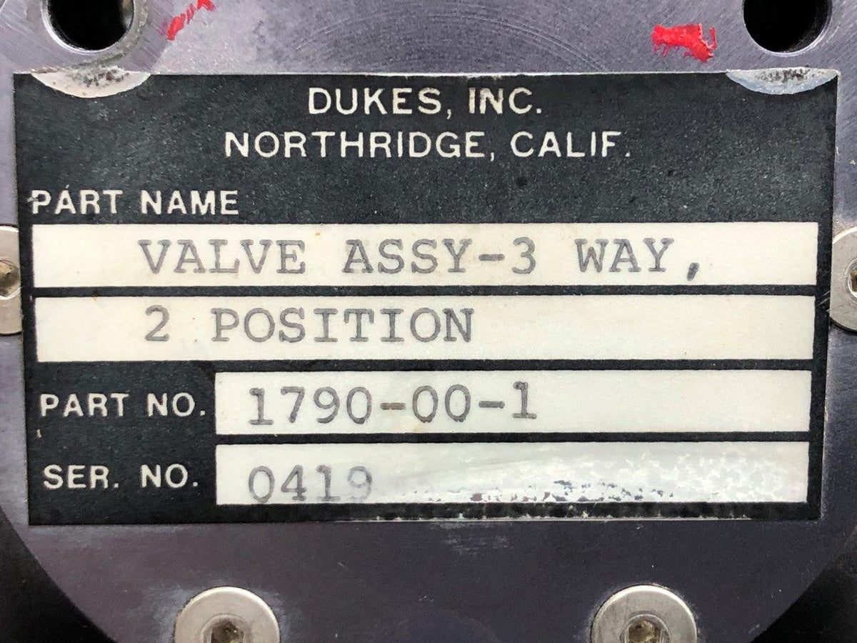 Dukes 1790-00-1 (Alt: 592-628) Dukes Inc 3 Way Fuel Selector Valve Assembly