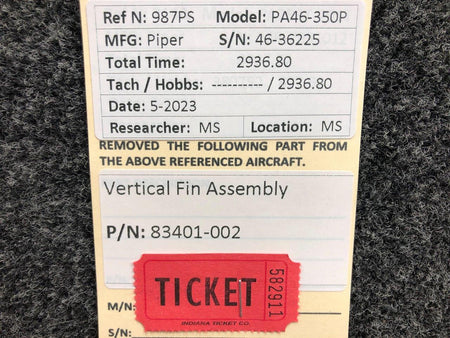 Piper Aircraft Parts 83401-002 Piper PA46-350P Vertical Fin Assembly