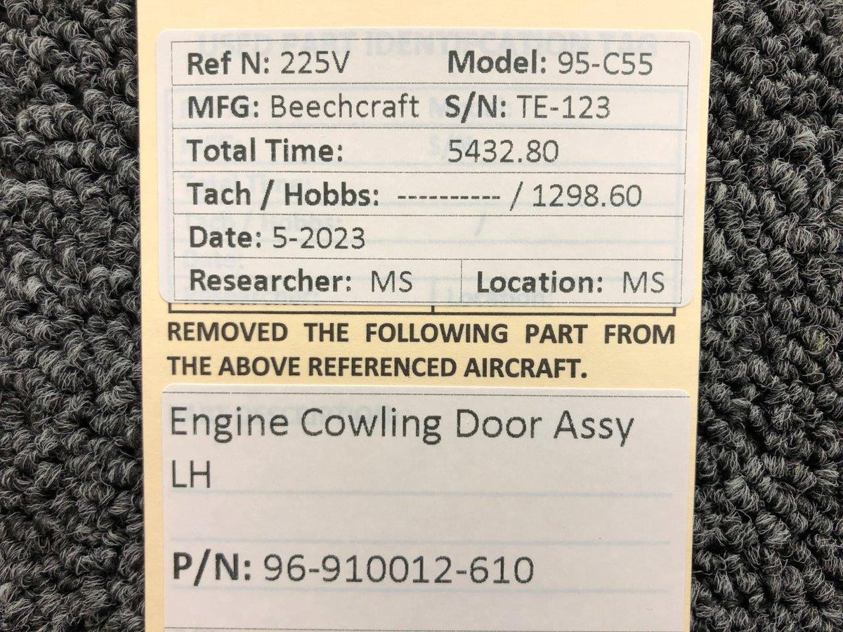 Beechcraft Parts 96-910012-610 Beechcraft 95-C55 Engine Cowling Door Assembly LH
