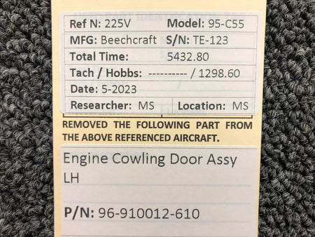 Beechcraft Parts 96-910012-610 Beechcraft 95-C55 Engine Cowling Door Assembly LH