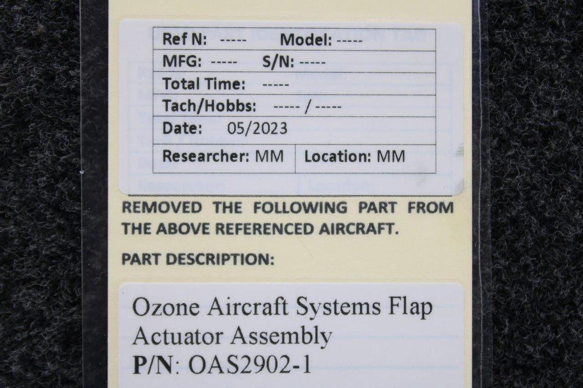 Ozone OAS2902-1 Ozone Aircraft Systems Flap Actuator Assembly