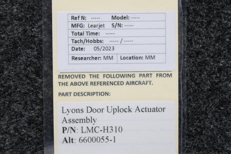Learjet LMC-H310 (Alt:6600055-1) Learjet Lyons Door Uplock  Actuator Assembly