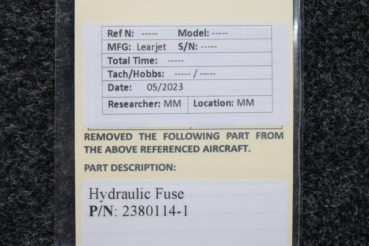Learjet 2380114-1 Learjet Hydraulic Fuse