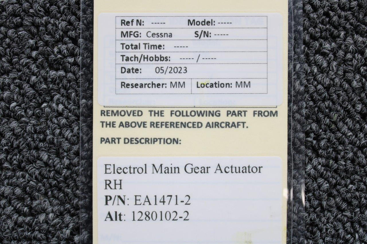 Cessna Aircraft Parts EA1471-2 (Alt: 1280102-2) Cessna 210 Ozone Main Gear Actuator RH