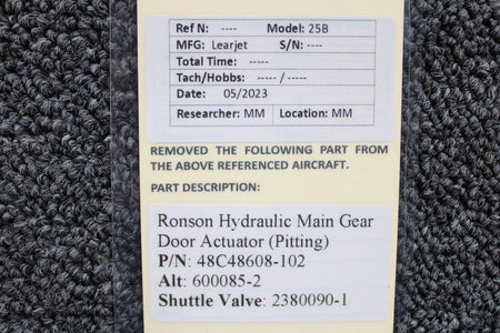 ronson 48C48608-102 (Alt:600085-2) Ronson Hydraulic Main Gear Door Actuator (Pitting)