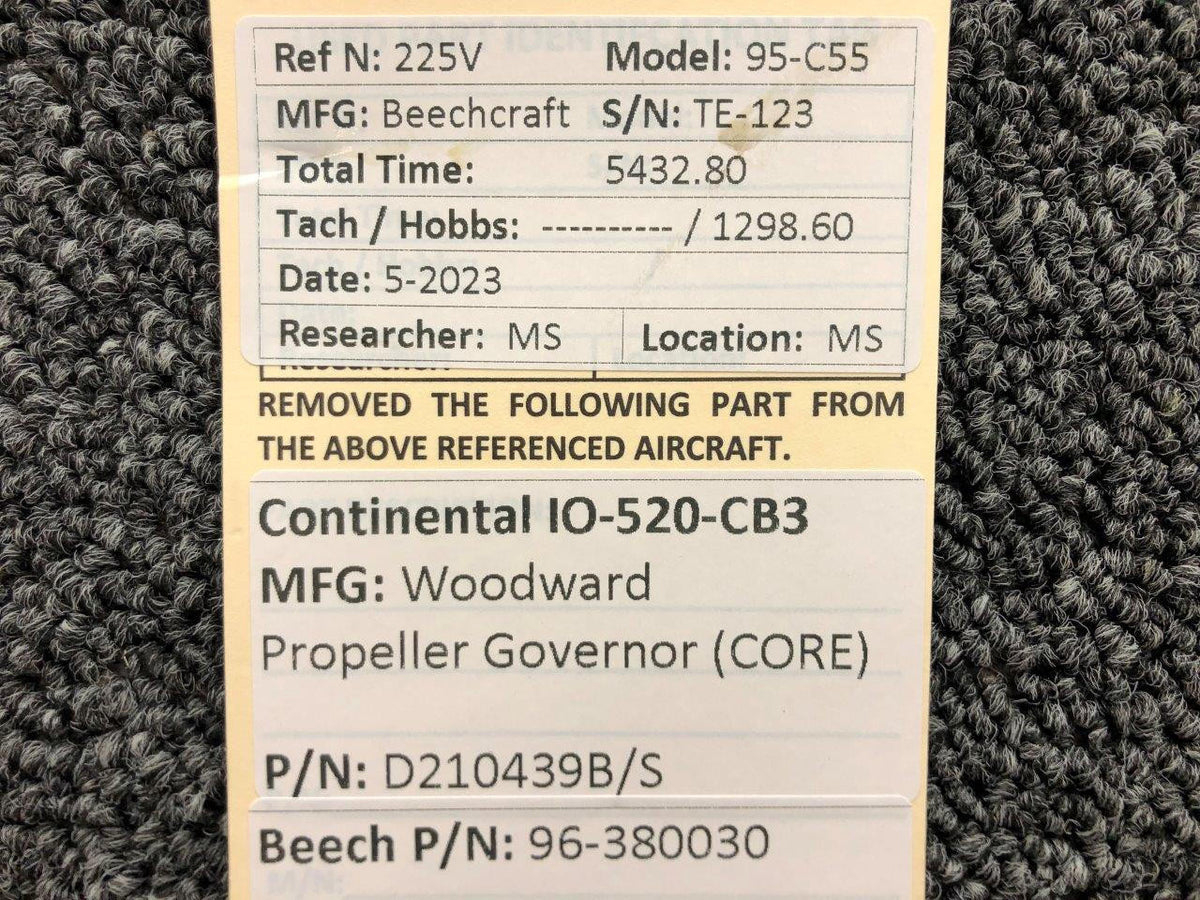 Woodward D210439B/S Continental IO-520-CB3 Woodward Prop Governor (Prop Struck, Core)