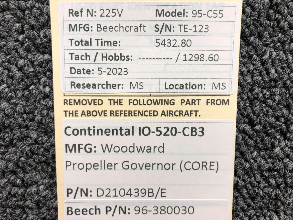 Woodward D210439B/E Continental IO-520-CB3 Woodward Prop Governor (Prop Struck, Core)
