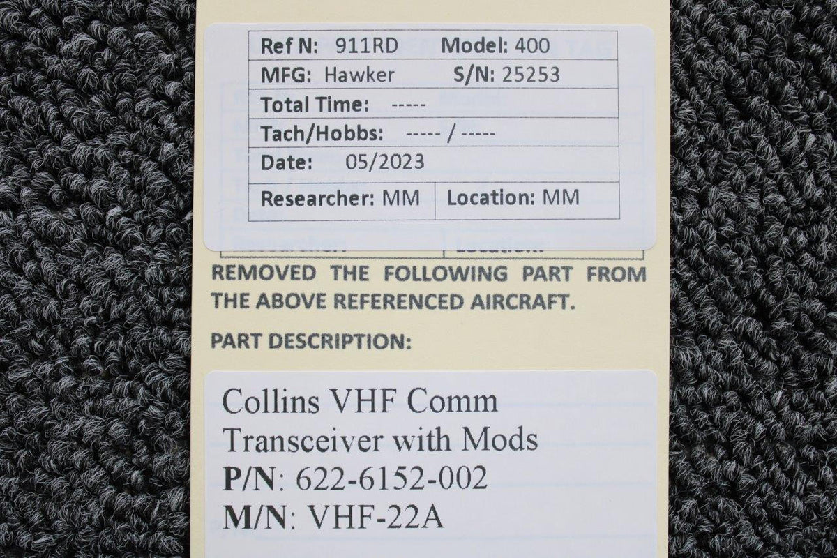 Collins 622-6152-002 Collins VHF-22A VHF Comm Transceiver With Mods