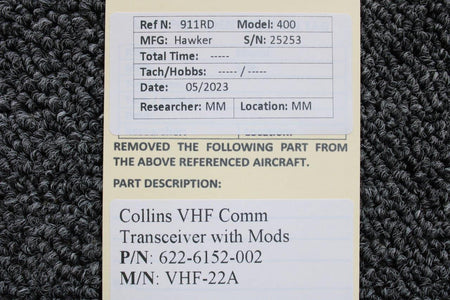 Collins 622-6152-002 Collins VHF-22A VHF Comm Transceiver With Mods