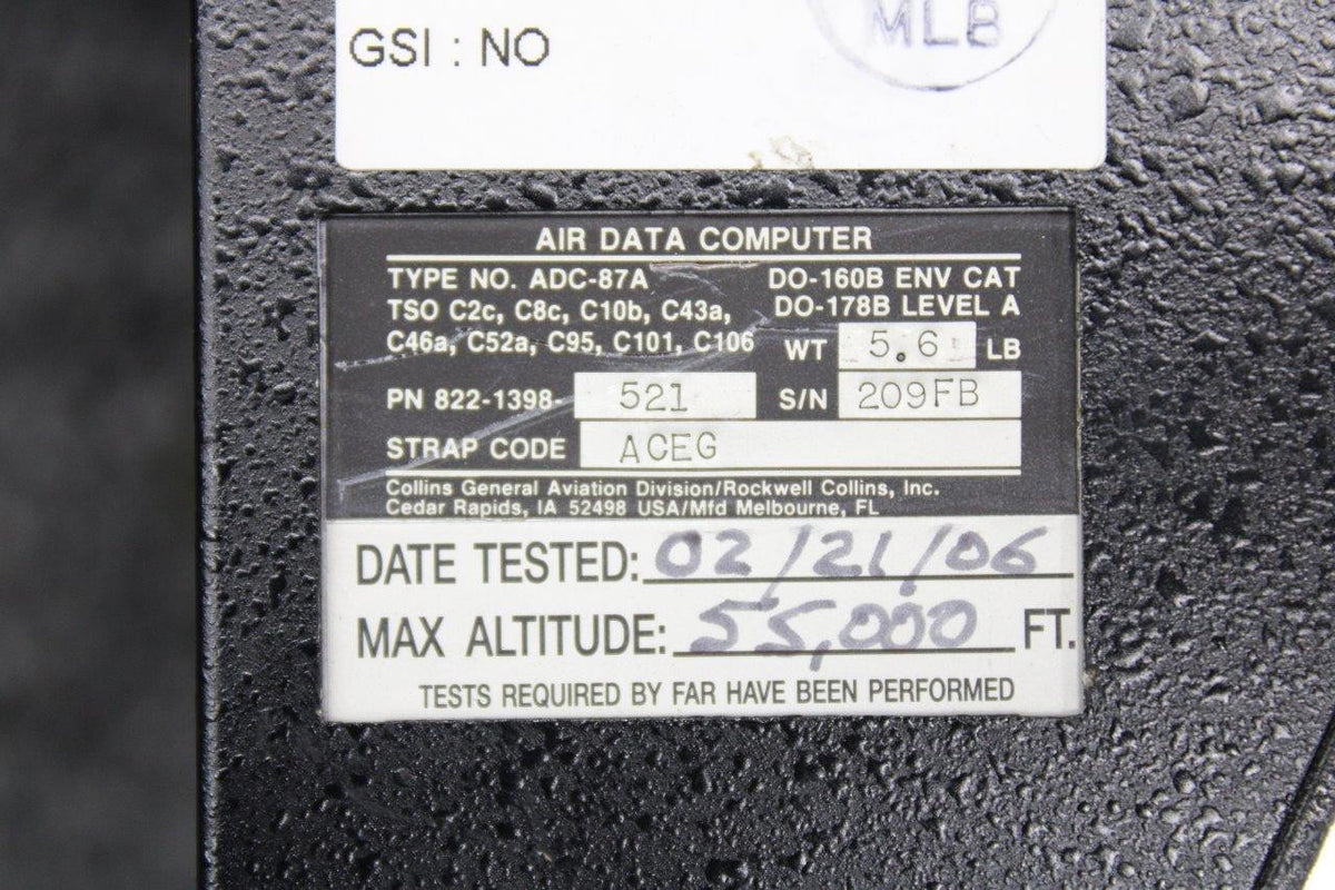 Collins 822-1398-521 Collins ADC-87A Air Data Computer With Mods