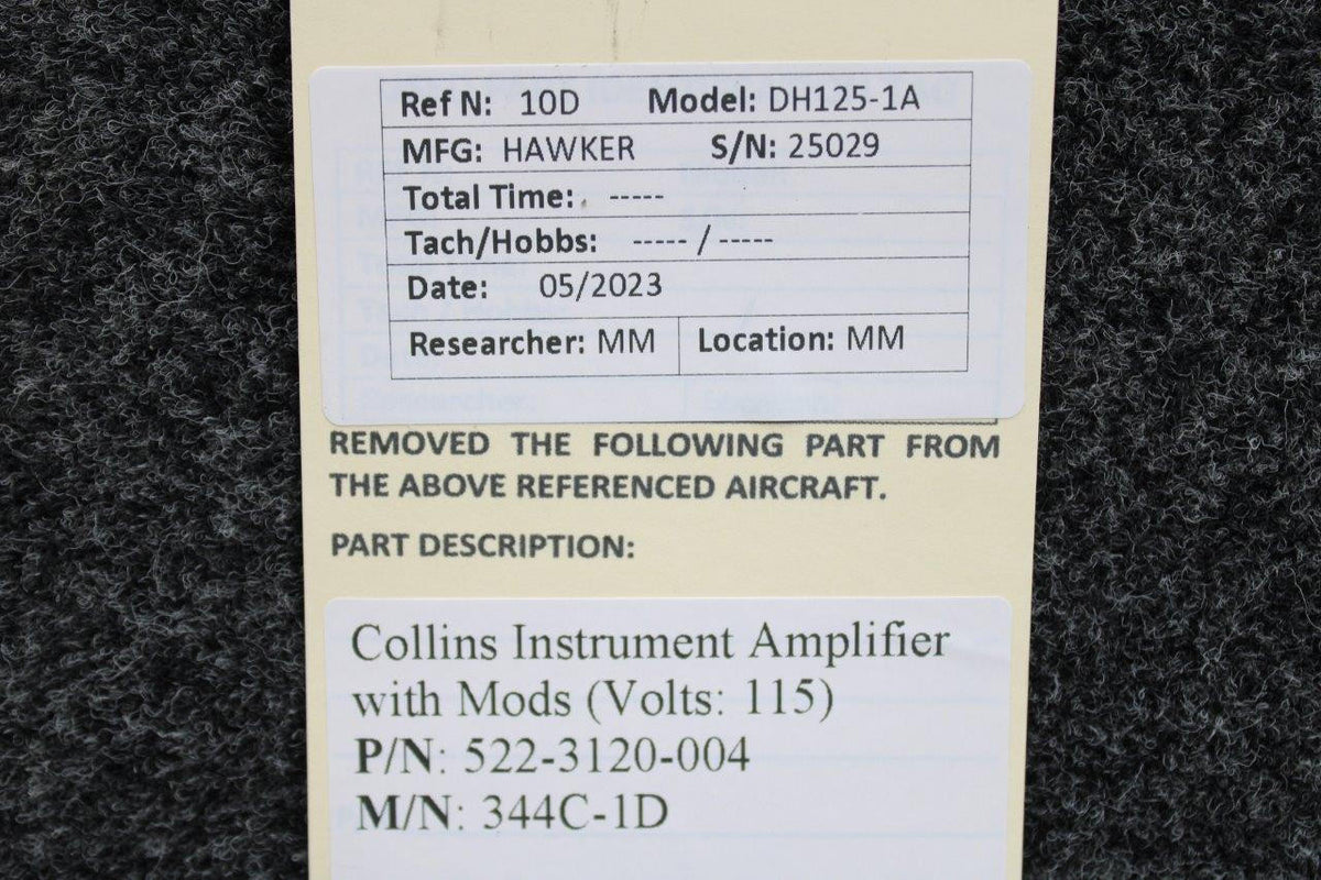 Collins 522-3120-004 Collins 344C-1D Instrument Amplifier With Mods (Volts: 115)
