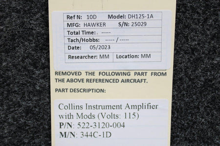Collins 522-3120-004 Collins 344C-1D Instrument Amplifier With Mods (Volts: 115)