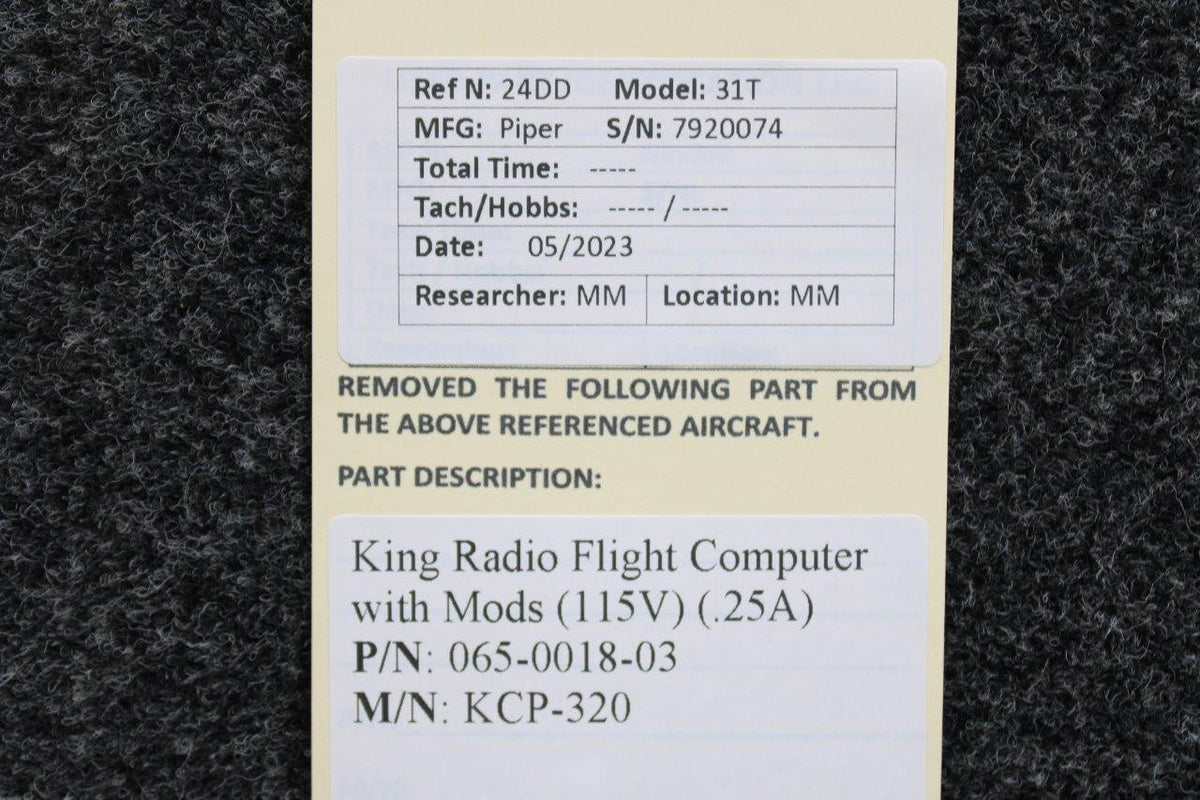 King Radio 065-0018-03 King Radio KCP-320 Flight Computer With Mods (Volts: 115) (Amps: .25)
