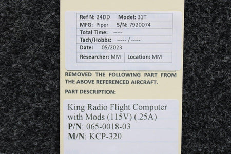 King Radio 065-0018-03 King Radio KCP-320 Flight Computer With Mods (Volts: 115) (Amps: .25)