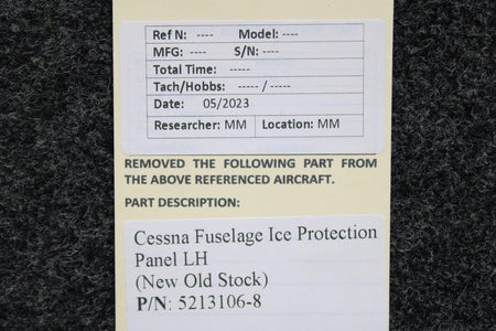 Cessna Aircraft Parts 5213106-8 Cessna Fuselage Ice Protection Panel LH (New Old Stock)