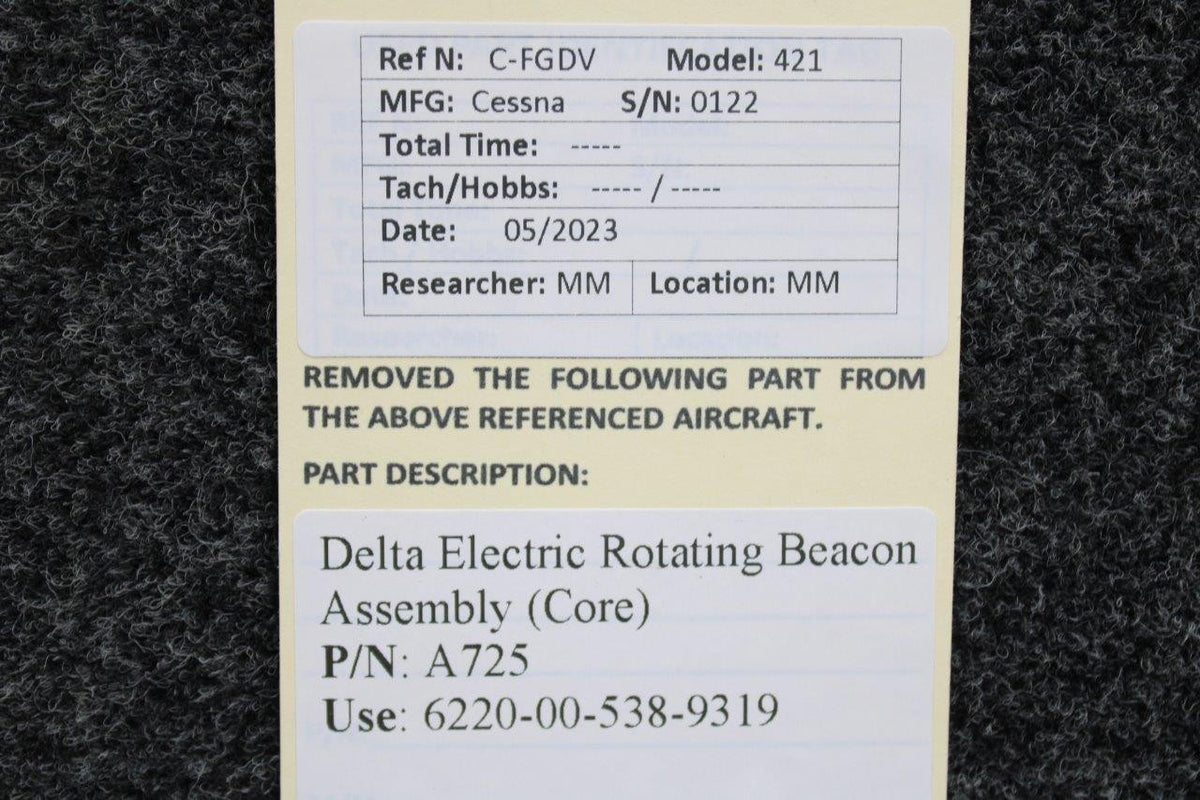 Delta A725 (Use: 6220-00-538-9319) Delta Electric Rotating Beacon Assembly
