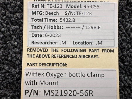 Wittek MS21920-56R Wittek Oxygen Bottle Clamp with Mount