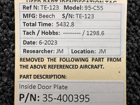 Beechcraft Parts 35-400395 Beechcraft 95-C55 Inside Door Plate