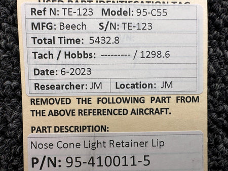 Beechcraft Parts 95-410011-5 Beechcraft 95-C55 Nose Cone Light Retainer Lip