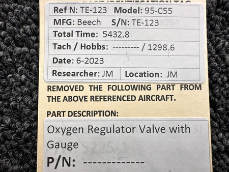 Beechcraft Parts Beechcraft 95-C55 Oxygen Regulator Valve with Gauge