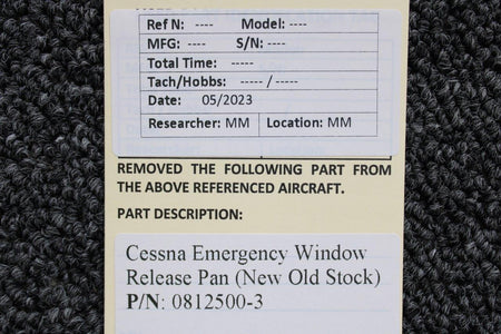 Cessna Aircraft Parts 0812500-3 Cessna Emergency Window Release Pan (New Old Stock)