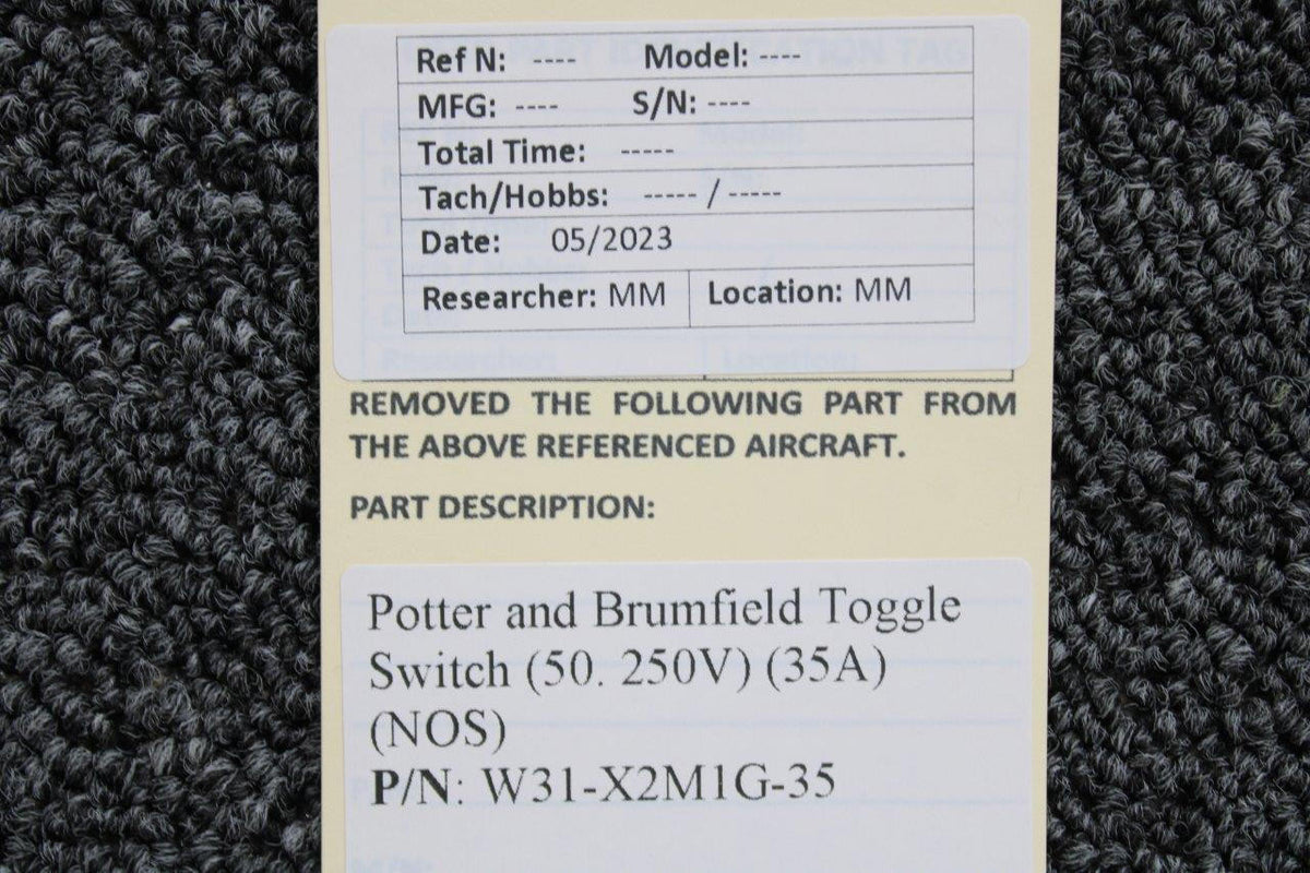 Potter and Brumfield W31-X2M1G-35 Potter-Brumfield Toggle Switch (Volts: 50-250) (Amps: 35) (NOS)