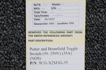 Potter and Brumfield W31-X2M1G-35 Potter-Brumfield Toggle Switch (Volts: 50-250) (Amps: 35) (NOS)