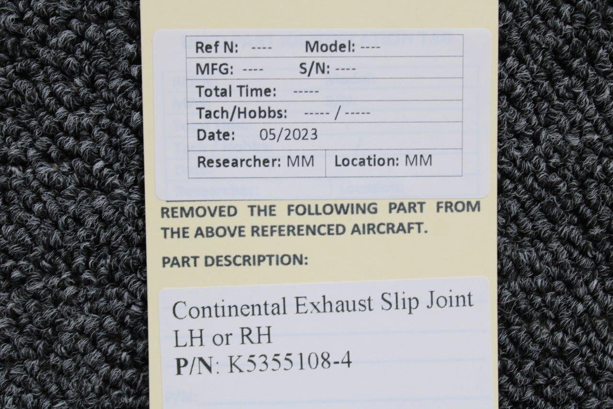 Continental Avionics K5355108-4 Continental Exhaust Slip Joint LH or RH